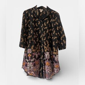 Style & Co. Black and Pink Floral Button Down Shirt